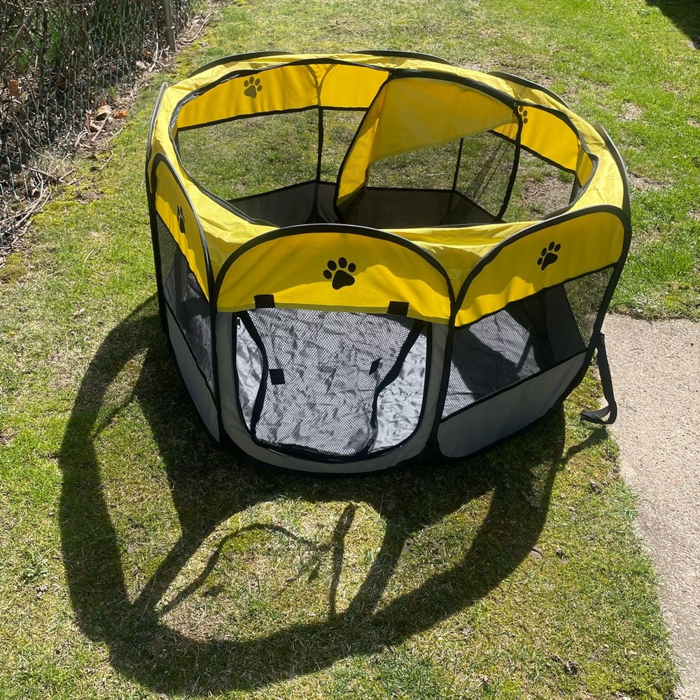Yellow and Black Collapsable Puppy Playpen